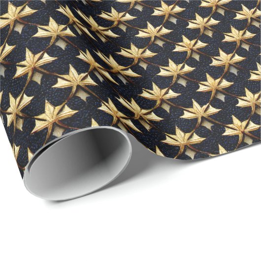 Posh und Classy Patterend - Elegantes Gold und Bla Geschenkpapier (Rolleneckpunkt)