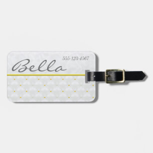 Posh White Satin & Gold Gepäckanhänger