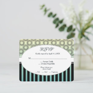 Posh Yellow and Aquamarin Wedding RSVP Card