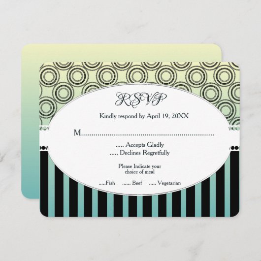 Posh Yellow and Aquamarin Wedding RSVP Card (Vorne/Hinten)
