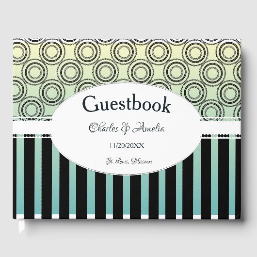 Posh Yellow und Aquamarines Wedelbook Gästebuch (Vorderseite)