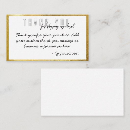 Poshmark Goldgrenze danke Karte (Vorne/Hinten)