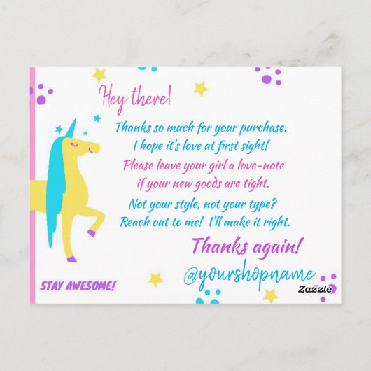 Poshmark Reseller Vielen Dank Karten! Postkarte (Rückseite)