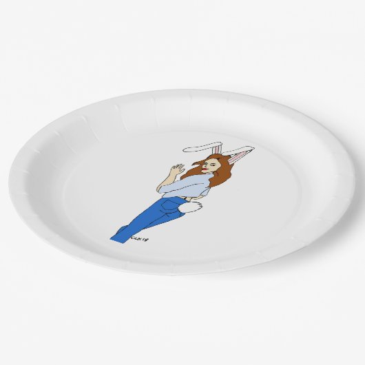 posierend Bunnygirl Pappteller (Schrägansicht)