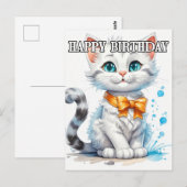 Posing Kitty Cat Happy Birthday Postkarte (Vorne/Hinten)