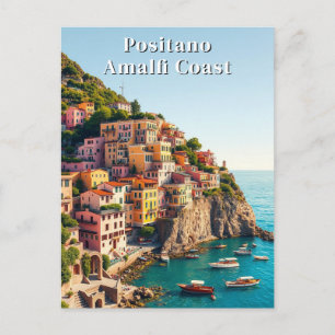 Positano Amalfi Coast Vintage Reise Postkarte