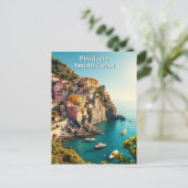 Positano Amalfi Küste Retro Reisen Cliffe Postkarte (Stehend Vorderseite)