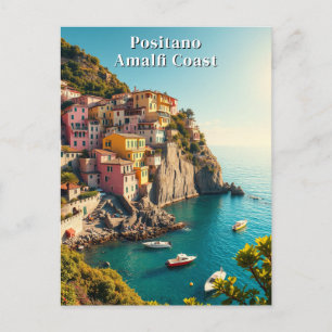 Positano Amalfi Küste Retro Reisen Cliffe Postkarte