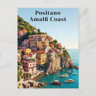 Positano Amalfi-Küste Vintage-Reise Klippenseite Postkarte