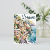 Positano Aquarell Postkarte (Stehend Vorderseite)