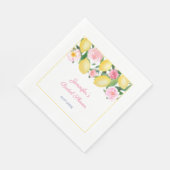 Positano Aquarelllemons Rosa Blume Blau Weiß Serviette (Ecke)