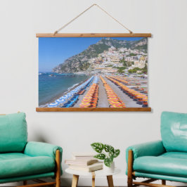 Positano Beach Amalfi Küste Italien Wandteppich Mit Holzrahmen