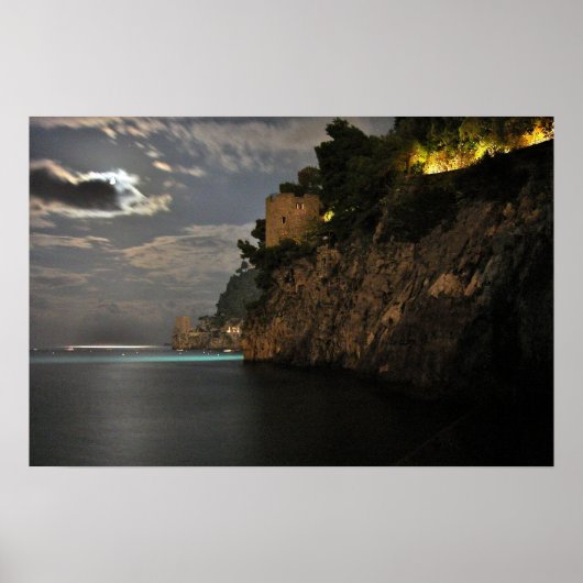 Positano bei Nacht - Relic II - Fotodruck Poster (Vorne)