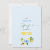 Positano Blue Lemon Main Squeeze 1. Geburtstag Einladung (Rückseite)