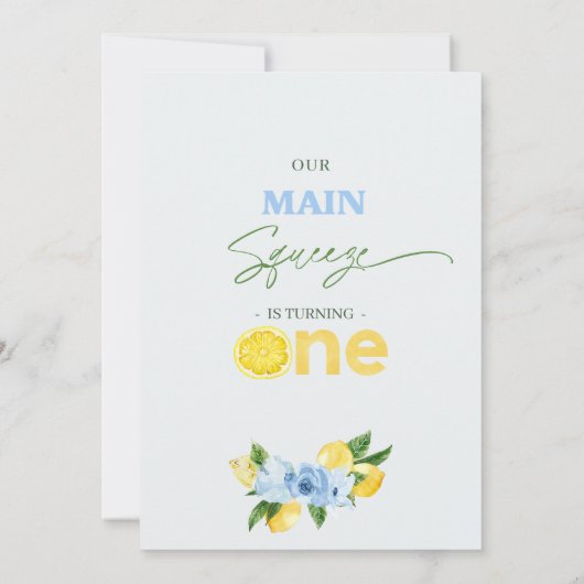 Positano Blue Lemon Unser Hauptpresse 1. Geburtsta Einladung (Rückseite)