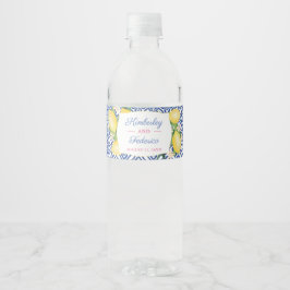 Positano Blue Tiles Lemons Brautparty Party Wasserflaschenetikett