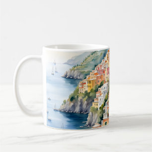 Positano: Die italienische Amalfiküste mit Aquarel Kaffeetasse