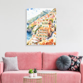 Positano: Die italienische Amalfiküste mit Aquarel Leinwanddruck (Insitu (Wohnzimmer))