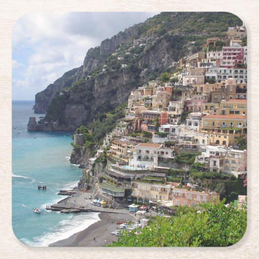 Positano Dorf am Amalfi-Küsten-Untersetzer Rechteckiger Pappuntersetzer (Vorderseite)