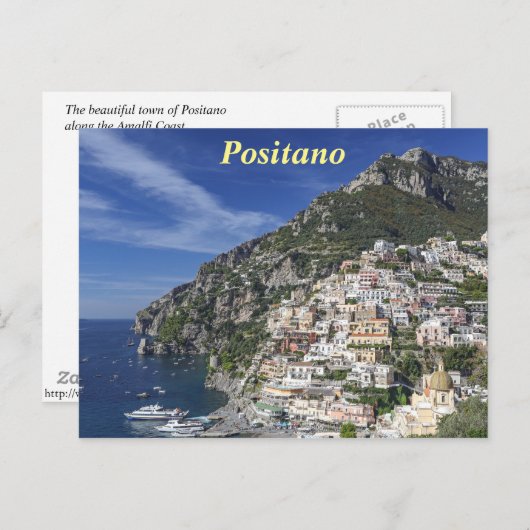 Positano durch das Meer Postkarte (Vorne/Hinten)