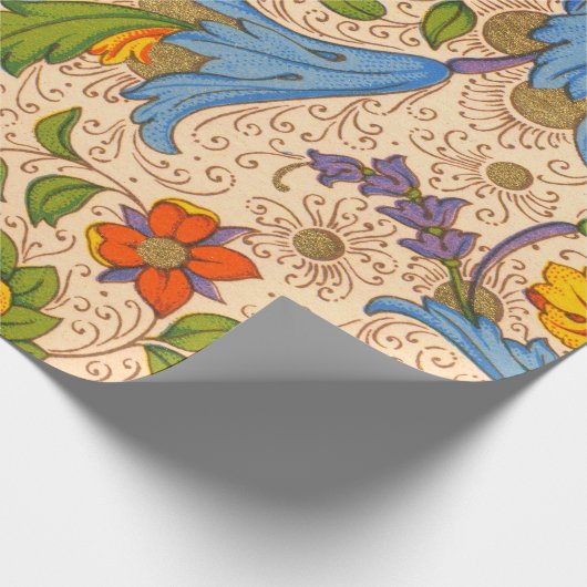 Positano Floral Grande Sangria Geschenkpapier (Ecke)