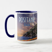 Positano Italien Amalfi Küste Sunset Vintage Reise Tasse (Links)