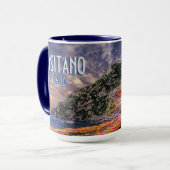 Positano Italien Amalfi Küste Sunset Vintage Reise Tasse (Vorderseite Links)
