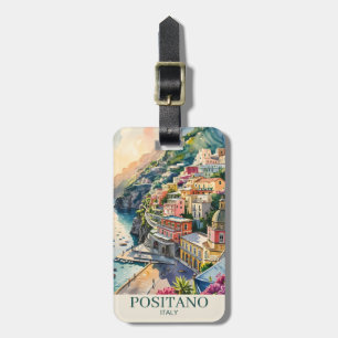 Positano Italien Amalfi-Küste Wasserfarbenlandscha Gepäckanhänger