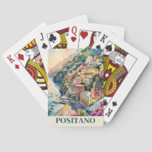 Positano Italien Amalfi-Küste Wasserfarbenlandscha
