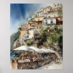 Positano Italien Aquarellkunst Print Poster