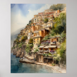 Positano Italien Aquarellkunst Print Poster