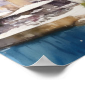 Positano Italien Aquarellkunst Print Poster (Ecke)