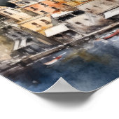 Positano Italien Aquarellkunst Print Poster (Ecke)