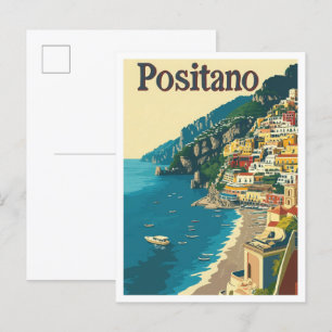 Positano Italien Art Vintage Postkarte