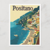Positano Italien Art Vintage Postkarte (Vorderseite)
