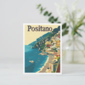 Positano Italien Art Vintage Postkarte (Stehend Vorderseite)
