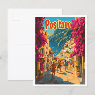 Positano Italien Art Vintage Postkarte