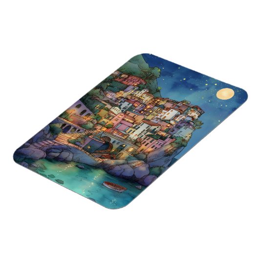 Positano, Italien - Coastal Village & Starry Sky Magnet (Linke Seite)