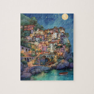 Positano, Italien - Coastal Village & Starry Sky Puzzle