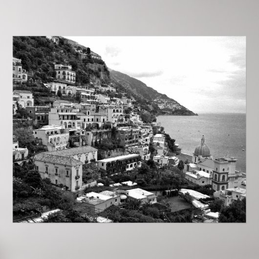 Positano, Italien - Fotodruck - B&W Poster (Vorne)