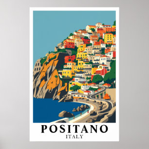 Positano Italien Mittelmeer Vintage Reise Kunst Poster