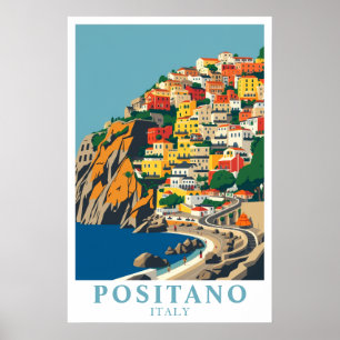 Positano Italien Mittelmeer Vintage Reise Kunst Poster