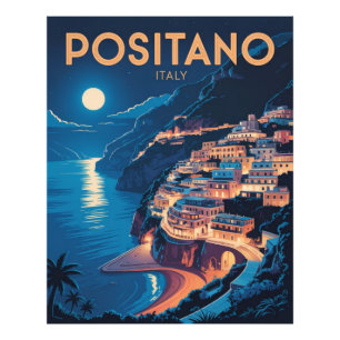 Positano Italien Nacht Vintage Reise Fotodruck