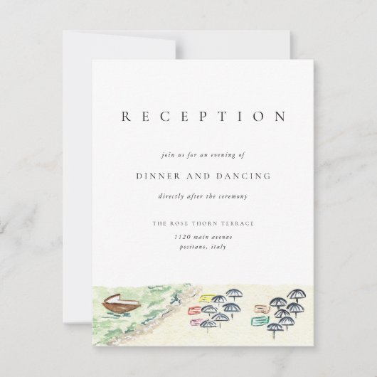 Positano Italien Reisen Hochzeitsempfang Einladung (Vorderseite)