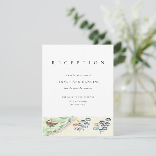 Positano Italien Reisen Hochzeitsempfang Einladung (Stehend Vorderseite)