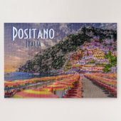 Positano Italien Retro Typografy Travel Puzzle (Horizontal)