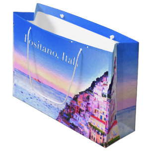 Positano, Italien Sonnenuntergang Geschenktasche Große Geschenktüte