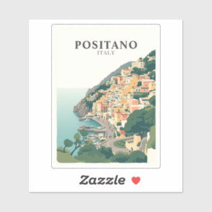 Positano, Italien Stadt Retro  Aufkleber