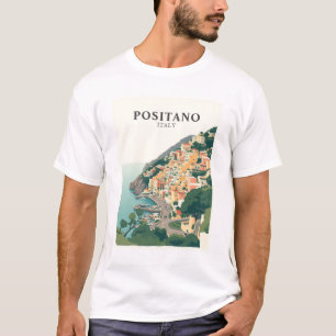 Positano, Italien Stadt Retro T-Shirt