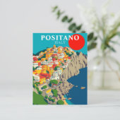 Positano, Italien Vintag Sunrise Postkarte (Stehend Vorderseite)